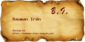 Bauman Irén névjegykártya